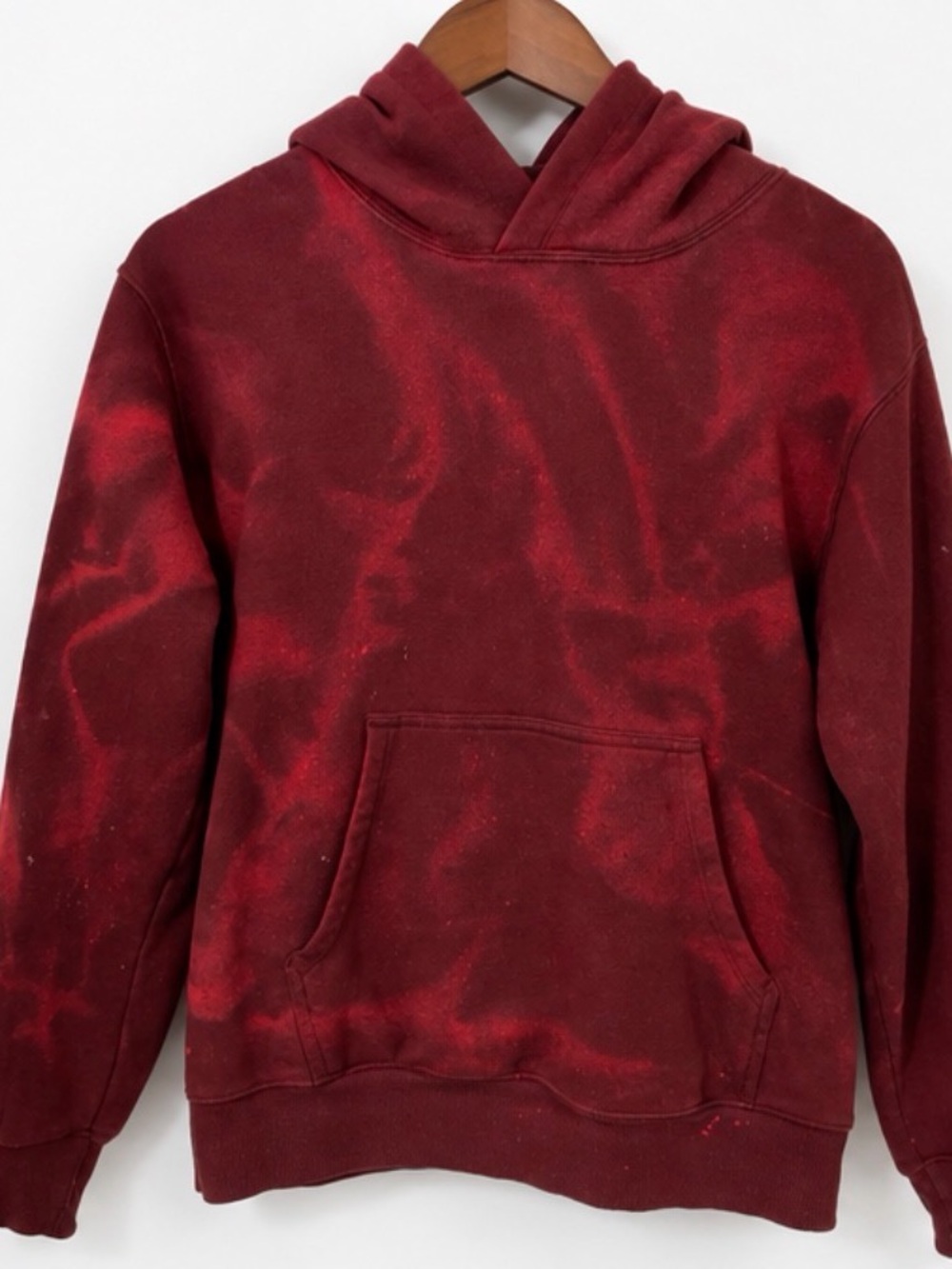 TNA Men's Maroon Red Tie-Dye Crewneck Hoodie